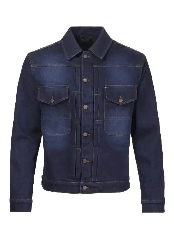 Men Dark Blue Denim Riding Jacket | Casual Trucker Button Up Motorcycle Jacket
Opens in a new window