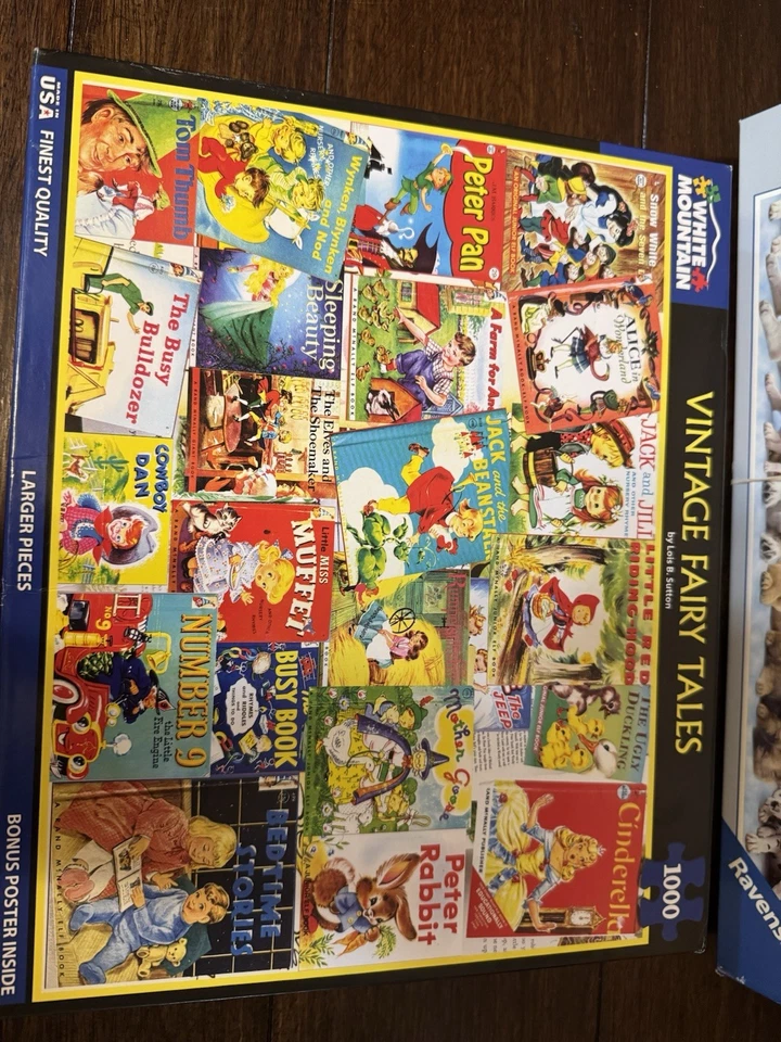 Lote Set 2 1000 Rompecabezas White Mountain Ravensburger Dogs Vint Fairy Tales Foto 2 de 4
