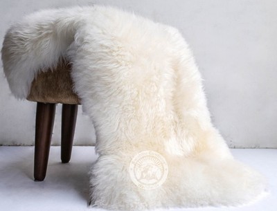 Real Sheepskin Rug  Natural White  - Size 2 x 3'  Lambswool