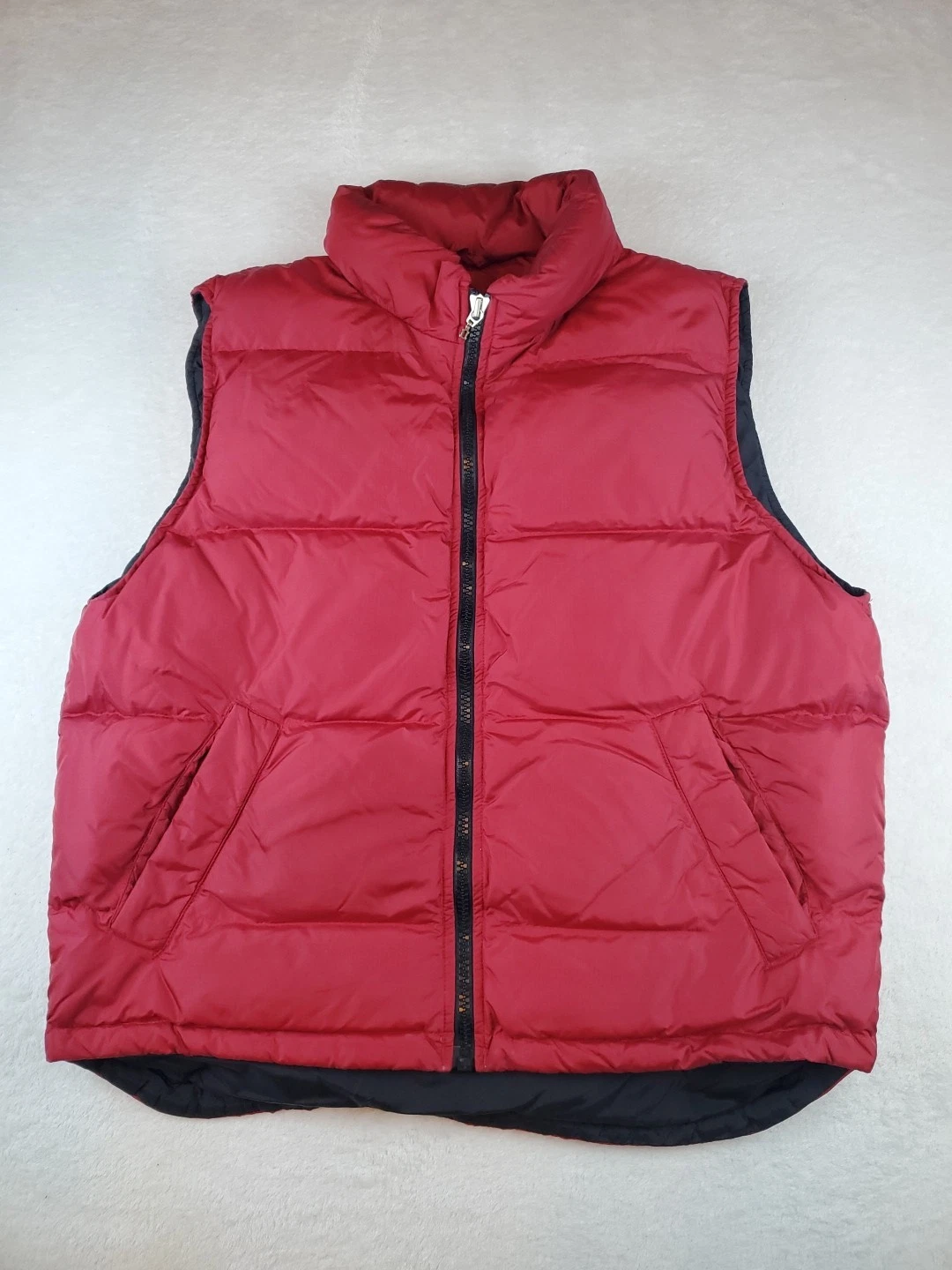 VINTAGE Eddie Bauer Goose Down Puffer Vest Men's Medium Tall Red Outdoors Hiking