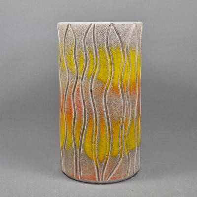 Vintage Poole Keramik geschnitzte Delphis Vase gelb orange Shirley Campbell 66-69