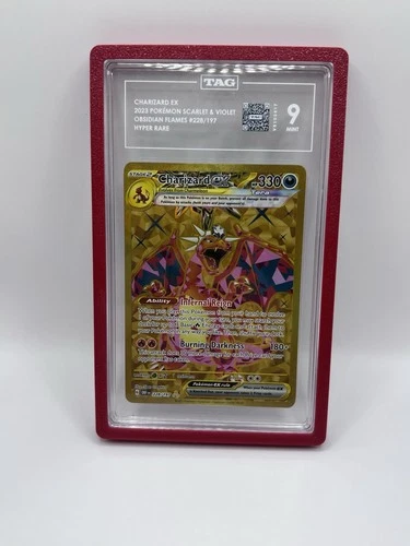 Pokémon TCG Charizard ex Hyper Rare SV03 Obsidian Flames Holo TAG 9 #228/197