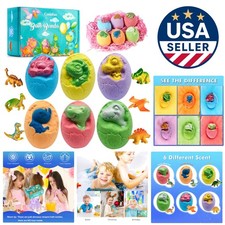 XL Dino Egg Bath Bomb Set for Kids with Surprise Toys - Natural and Fun Bathing