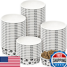 Potchen 60-Piece Disposable Paper Dog Bowls w/ Cute Pattern - Small Pet Dishes