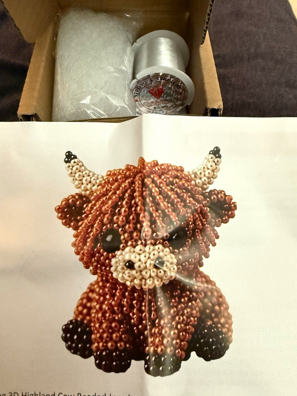 3D Beaded Animal Craft Kit Lot Boxed Set - Highland Cow, Bear, Cat, Turtle