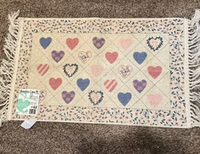 New Vintage Home Style Country Hearts Cotton Throw Rug 20.5”x40” Skid Resistant