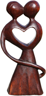 Schöne abstrakte Holz Figur Paar Kuss Liebe Herz Deko Handarbeit Bali A20.07