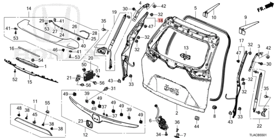 OEM Left Power Tailgate Pinch Sensor Assy for Honda CR-V 2017-2021 74954-TLA-A51 - Image 2 of 3