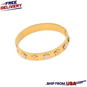 Authentic White Flower Pattern Bangle Gold Plated for Her