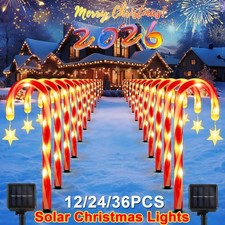 Upgraded Solar Christmas Candy Cane Lights Solar Pathway Lights Xmas Decorations