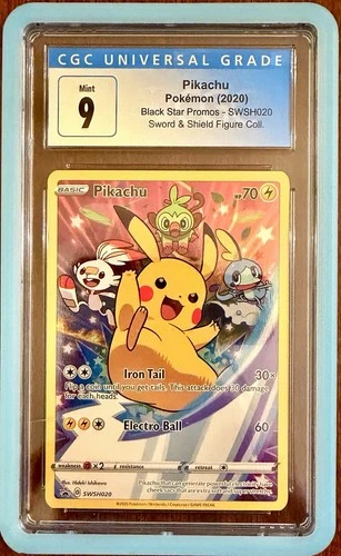 CGC 9 Mint 2020 POKEMON SWSH020  PROMO FIGURE Collection PIKACHU W/ Slab guard