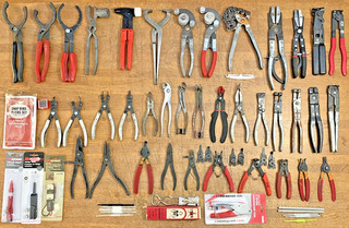 Lot of (55 ) Tools Snap Ring Pliers Testers Auto Tools Hose Clamps & More
