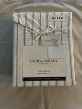 NEW 4pc Laura Ashley Queen Sheet Set SYMPHONY STRIPE GREEN  Off-White