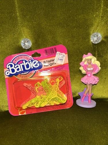 Vintage Barbie Hangers 1980 New (pkg wear)  & Lights N Lace Barbie Figure
