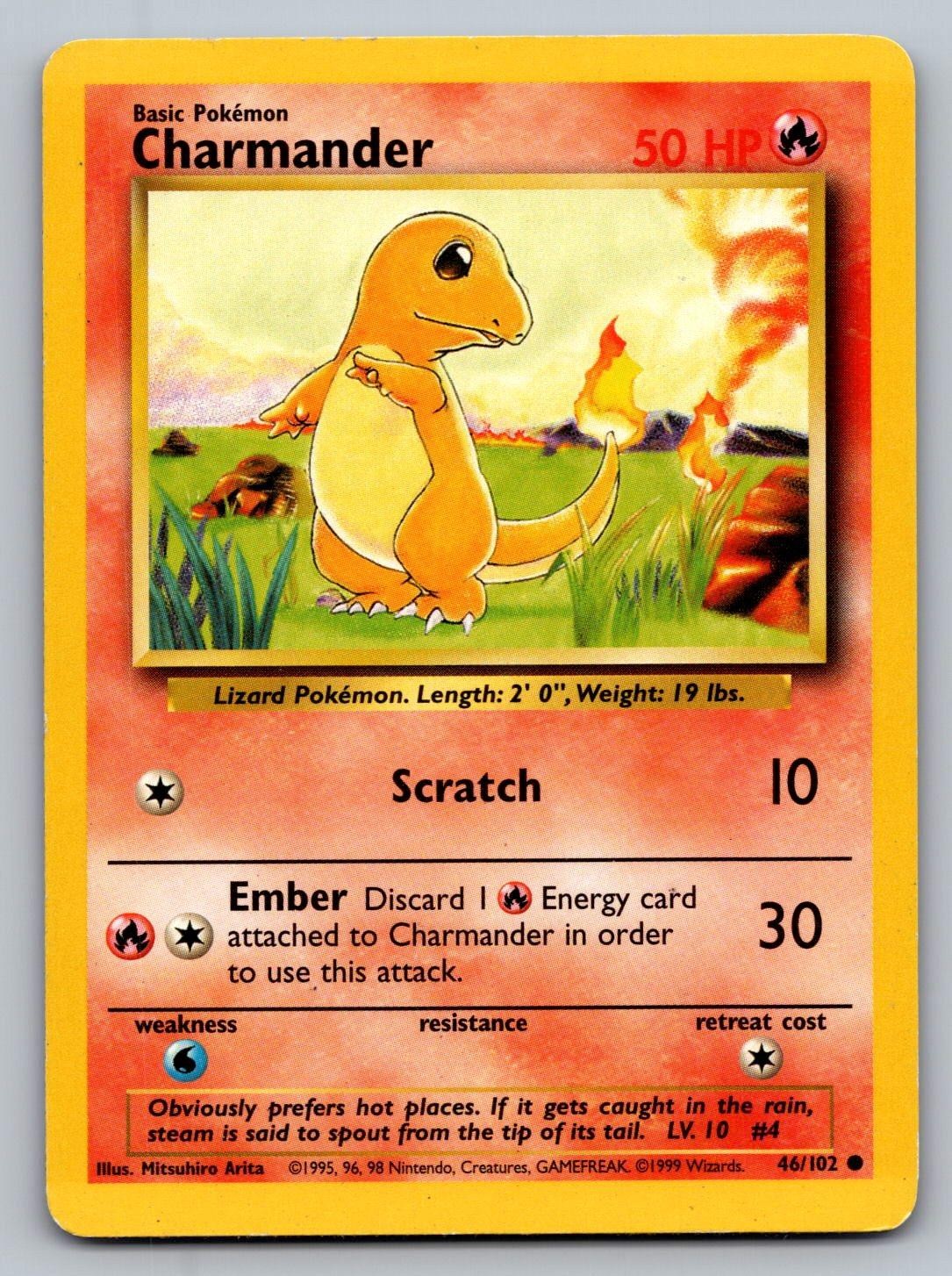 Charmander 46/102 C Base Set Unlimited Pokemon LP
