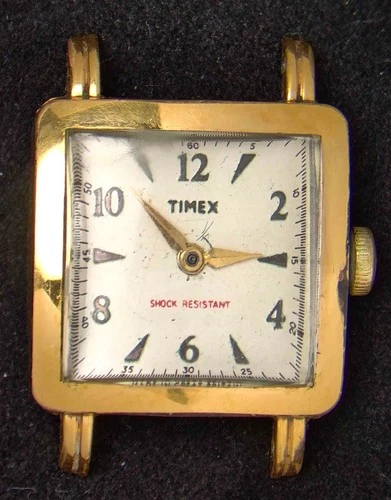 Timex Military Square Gold-Plated Men's Hand-Wind Vintage Watch-- Spares/Repairs