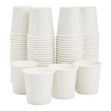 100 Pack 4 oz Disposable White Geometric Paper Cups for Espresso, Coffee, Tea