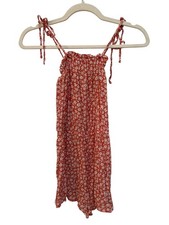 Billabong Yours Truly Romper Size Small Floral Tie Shoulder Rose Clay Red Boho