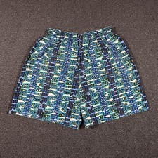 Vintage 80s Key Elements Geometric Swim Trunks Size Medium Made In USA