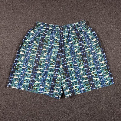 Vintage 80s Key Elements Geometric Swim Trunks Size Medium Made In USA