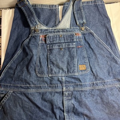 CE Schmidt Bib Overalls Mens 56x30 Blue Denim Jeans 100% Cotton Medium Wash