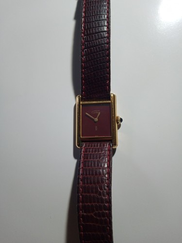 Cartier 1980s Tank Must Vermeil Women's Burgundy/red wine Manual Wind watch