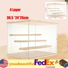 Clear Acrylic Display Case Countertop Box Organizer Stand Dustproof Showcase USA