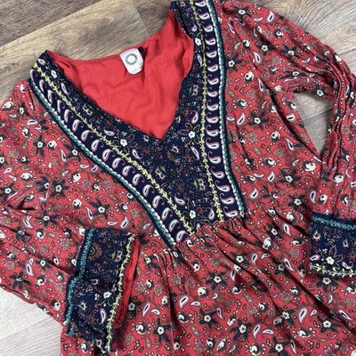 AKEMI + KIN Anthropologie Womens Sz S Paisley Floral Print Embroidery Dress