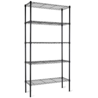 5-Shelf Adjustable Steel Wire Rack - Ideal for Kitchen & Garage Organization