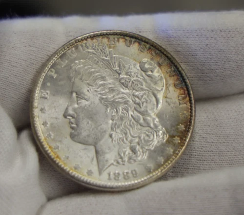 1889 US Morgan Silver Dollar $1 Unc Edge Toning