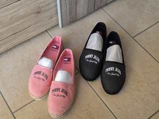 2 Tommy Hilfiger Damen Ballerinas Slipper 40 pink/ rosa Und Schwarz
