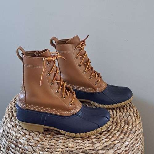 L.L. Bean Womens Classic Bean Boots Brown Leather/Blue Rubber Size 6