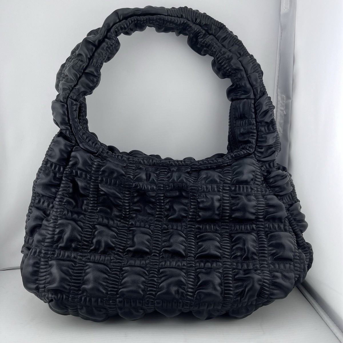 [ FLARE UP ] ★E96 Handmade Layered Bag (FU-725) Jason Wu Vegan Leather Fay Bubble Baguette Handbag, Black