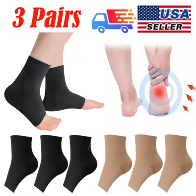 3 Pairs Plantar Fasciitis Arch Ankle Running Support Women Men Compression Socks
