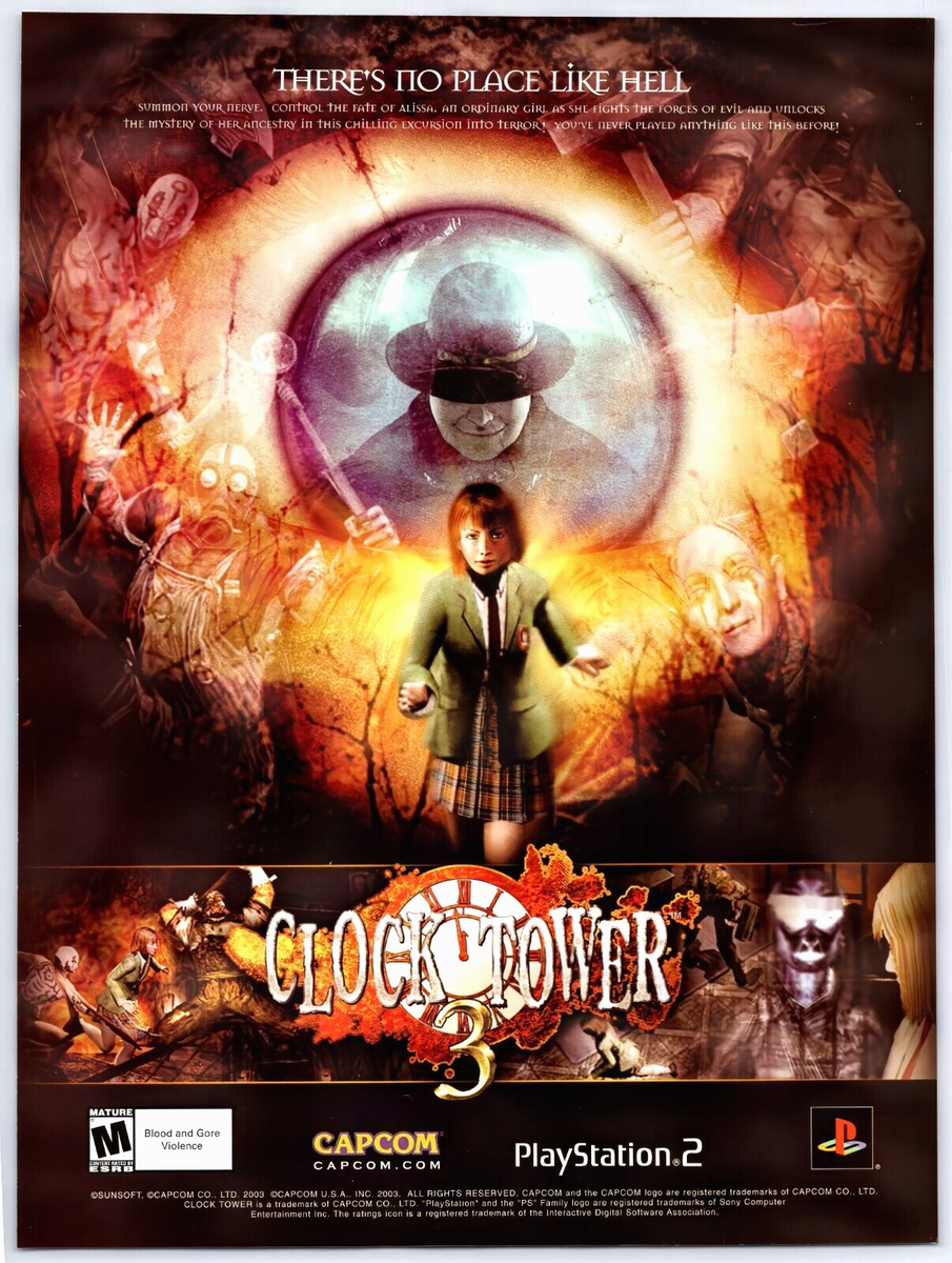 「CLOCK TOWER 3」 ポスター Vintage Print Ad 2003 Clock Tower 3 PS2 Horror Original Promo
