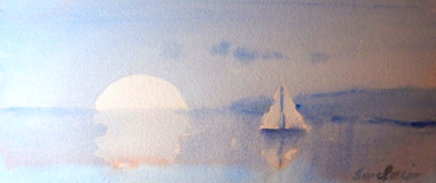 AUSTRALIAN WATERCOLOUR ON PAPER SUNRISE BY CLIVE SINCLAIR     P175