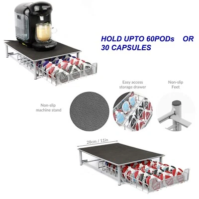 60 POD CAPSULE TASSIMO COFFEE MACHINE RACK HOLDER STAND DISPENSER DRAWER STORAGE