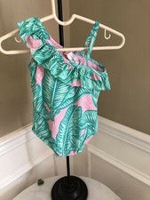NWT Vineyard Vines 40 Hibiscus One-shoulder Ruffle One Piece Bathing Suit 6-12M