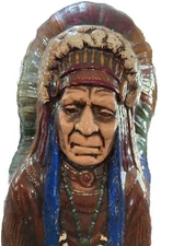 Vintage 1970's Byron Molds Handpainted Native American Indian Chief Figurine