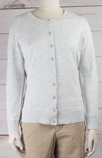 NWT Womens GAP Crew Button Cardigan Sweater Heather Grey - 484703 T100 