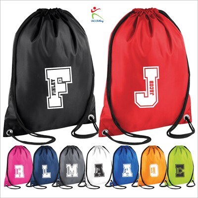Personalised PE Bag Drawstring Gym Kit Kids Swimming Bags Sports Kit  UK