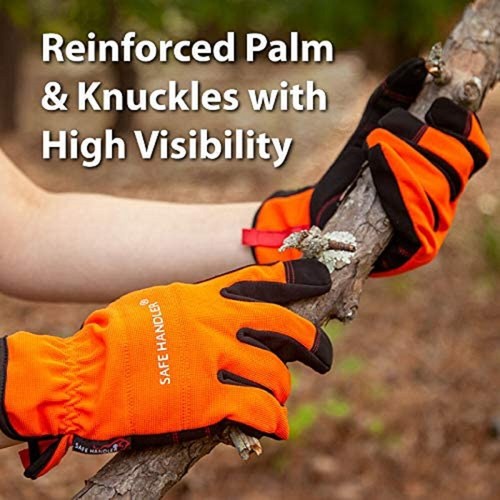 High Visibility Gloves, Breathable Comfort, Fitted Wrists, Orange/Black (1 Pair) - Picture 2 of 6