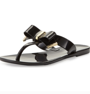 NEW MICHAEL KORS KAYDEN JELLY FLIP FLOPS SANDALS BLACK WITH BOW | eBay