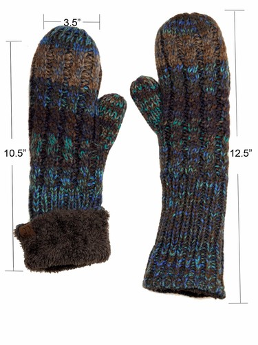 C.C Unisex Winter Warm Knit Soft Inner Fuzzy Lined Anti-Slip Cuff Mittens Gloves - Picture 99 of 111