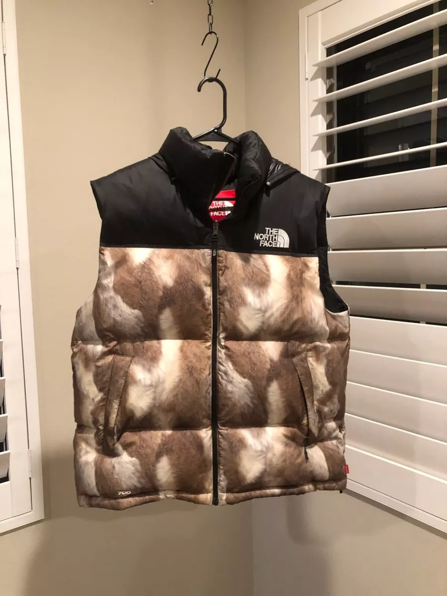 fur print nuptse vest S-