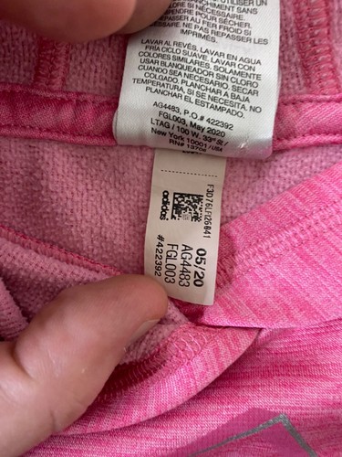 Girl’s Size 6X Hoodie Adidas Pink Big Logo Long Sleeve V-Neck Pullover - Picture 9 of 9
