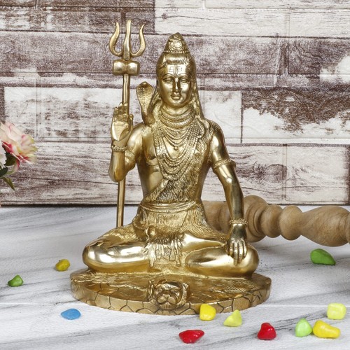 Shiva Statue Brass Mahadev Shiv Shankar Religious Hindu God Idol 10 Inch - Picture 6 of 6