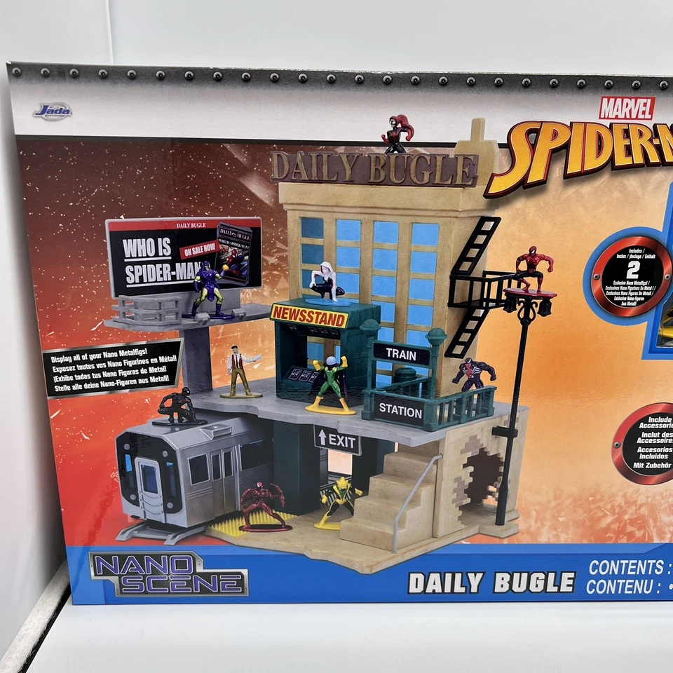 Spiderman Daily Bugle Playset Nano Scene 10 Diecast Figure Box Set New - Image 4 of 4