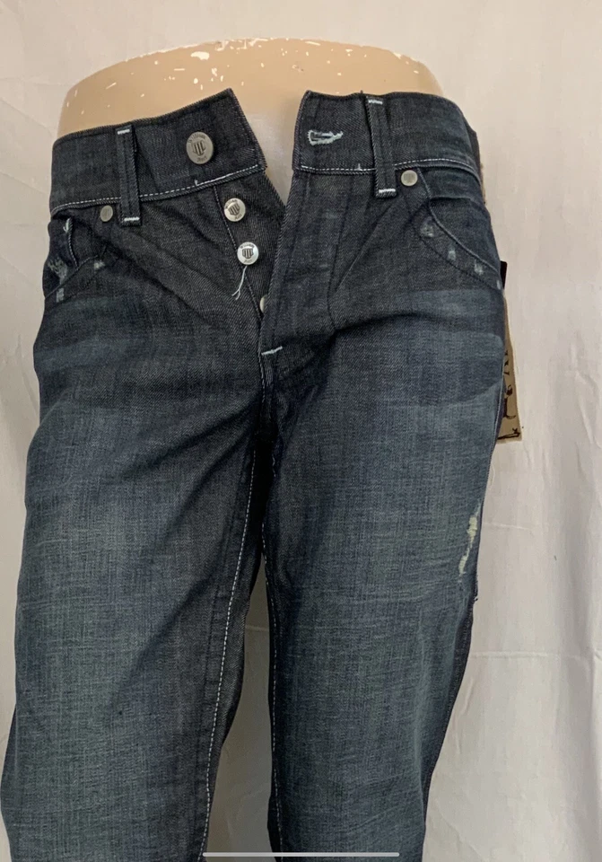 Jeans William Rast 30x34 Azul Algodón Lavado Oscuro Poli Hecho en EE. UU. NUEVO CON ETIQUETAS YGI N1-305CG Foto 3 de 4