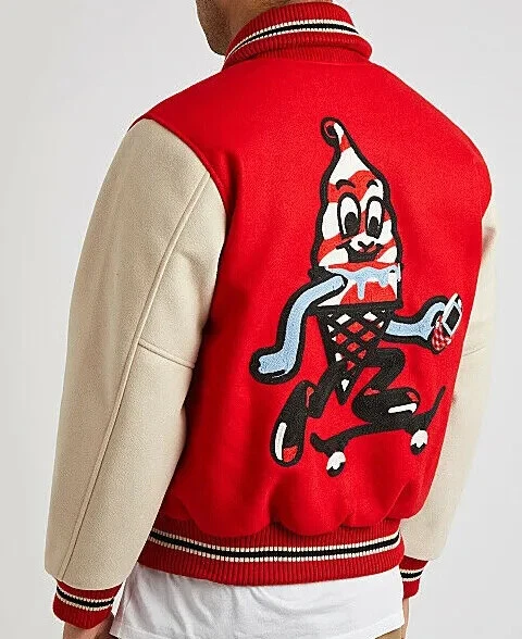 BBC SKATE CONE VARSITY JACKET- RED